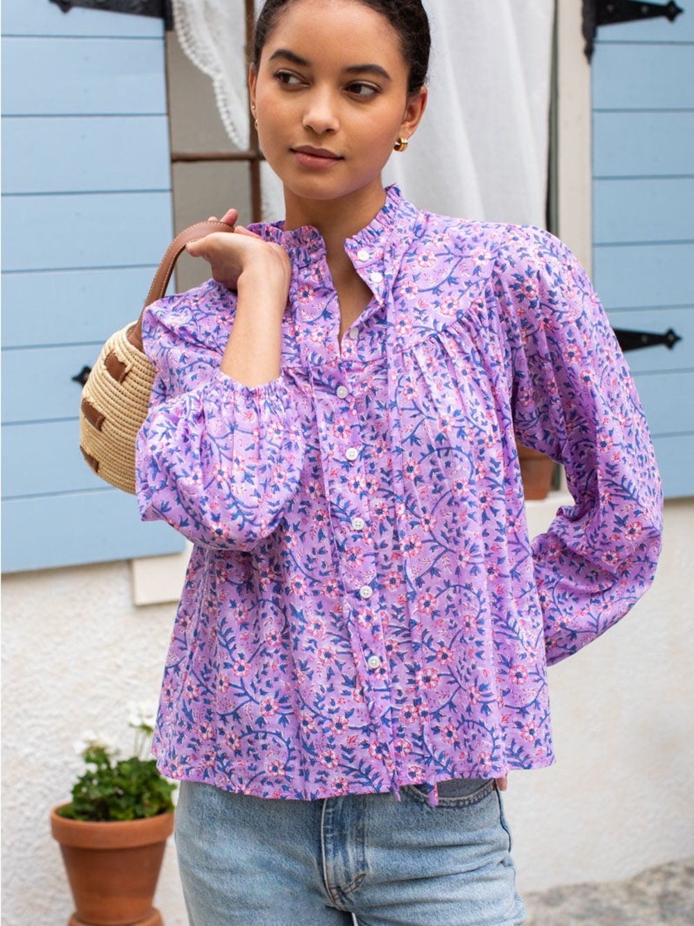 Emerson Fry Emmaline Blouse, Violet Wildflower